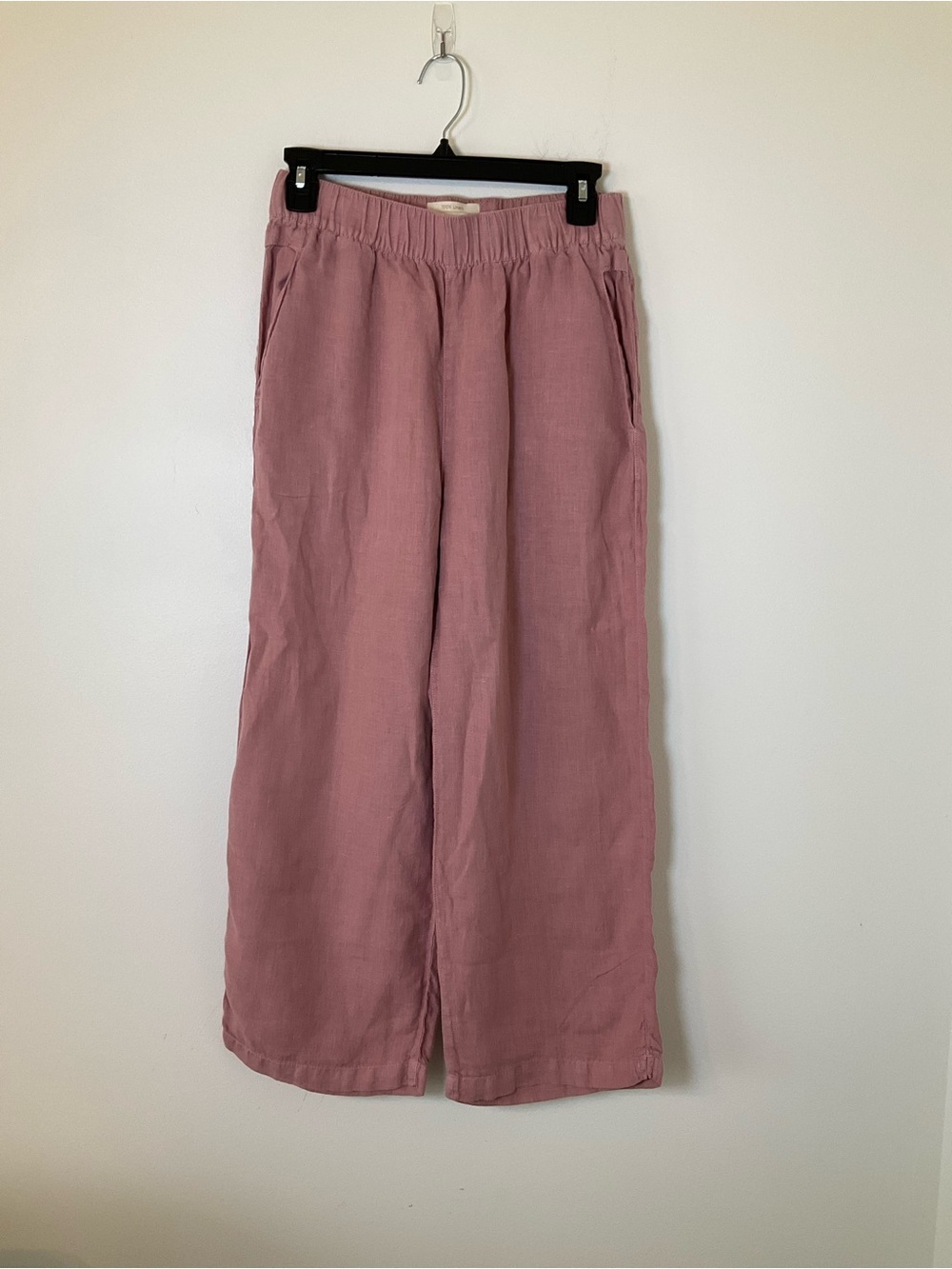 Cynthia Rowley Linen Wide Leg Pants Pink Elastic Waist Size S